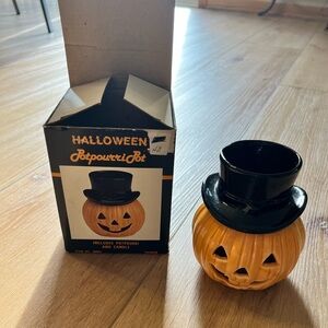 Vintage 1987 Ceramic Halloween Jack-O-Lantern Candle Holder Potpourri Burner